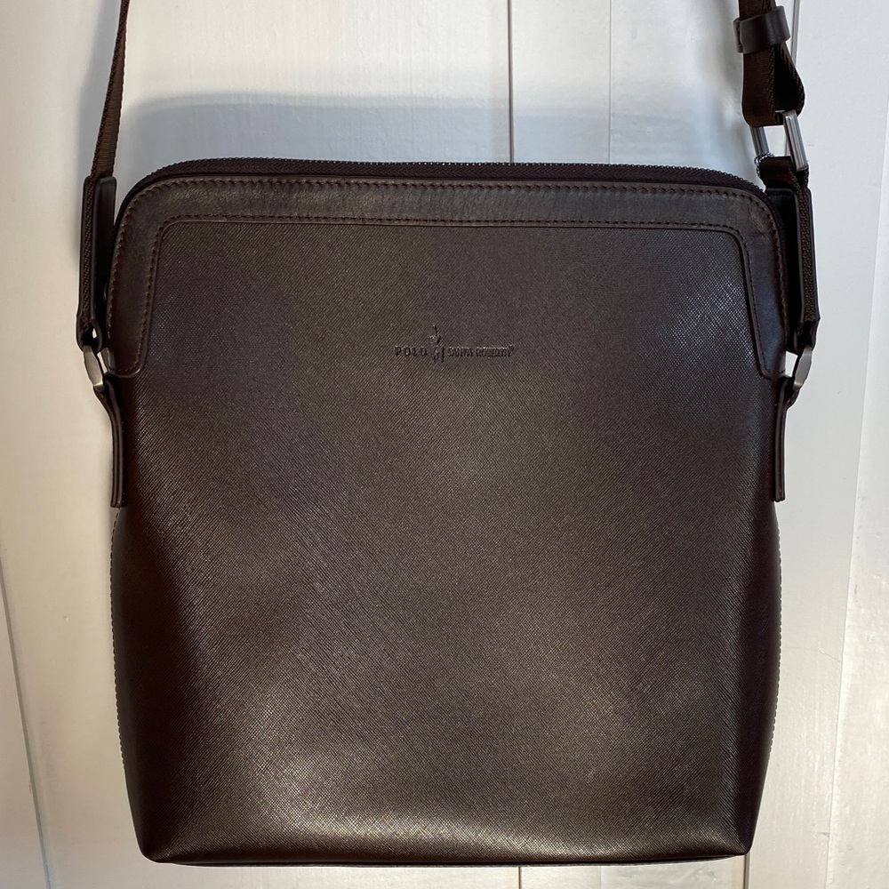 VTG $1476 NWT Santa Barbara Polo & Racquet Club Leather Messenger Bag